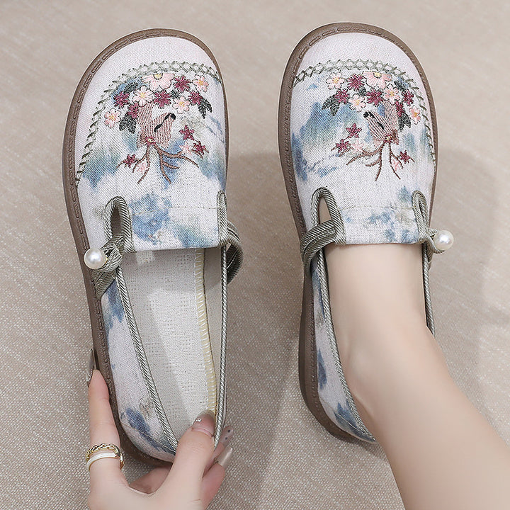 Femme broderede afslappede slippers Stilla