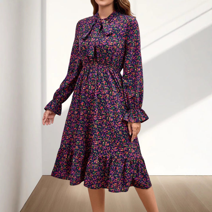 Dame Vintage Floral Midi Kjole Stilla