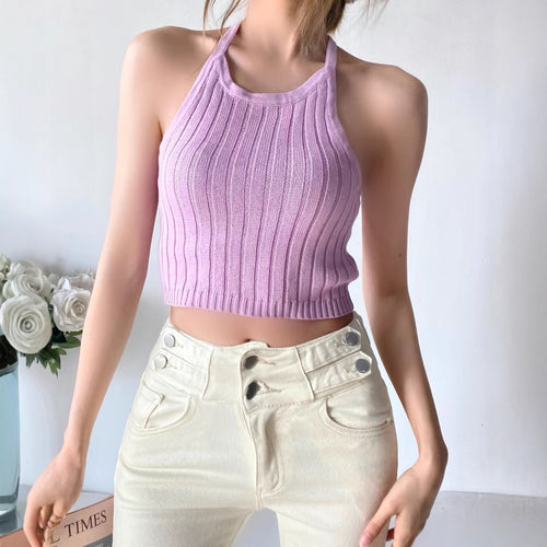 Femme Rippstrik Halter Crop Top Stilla