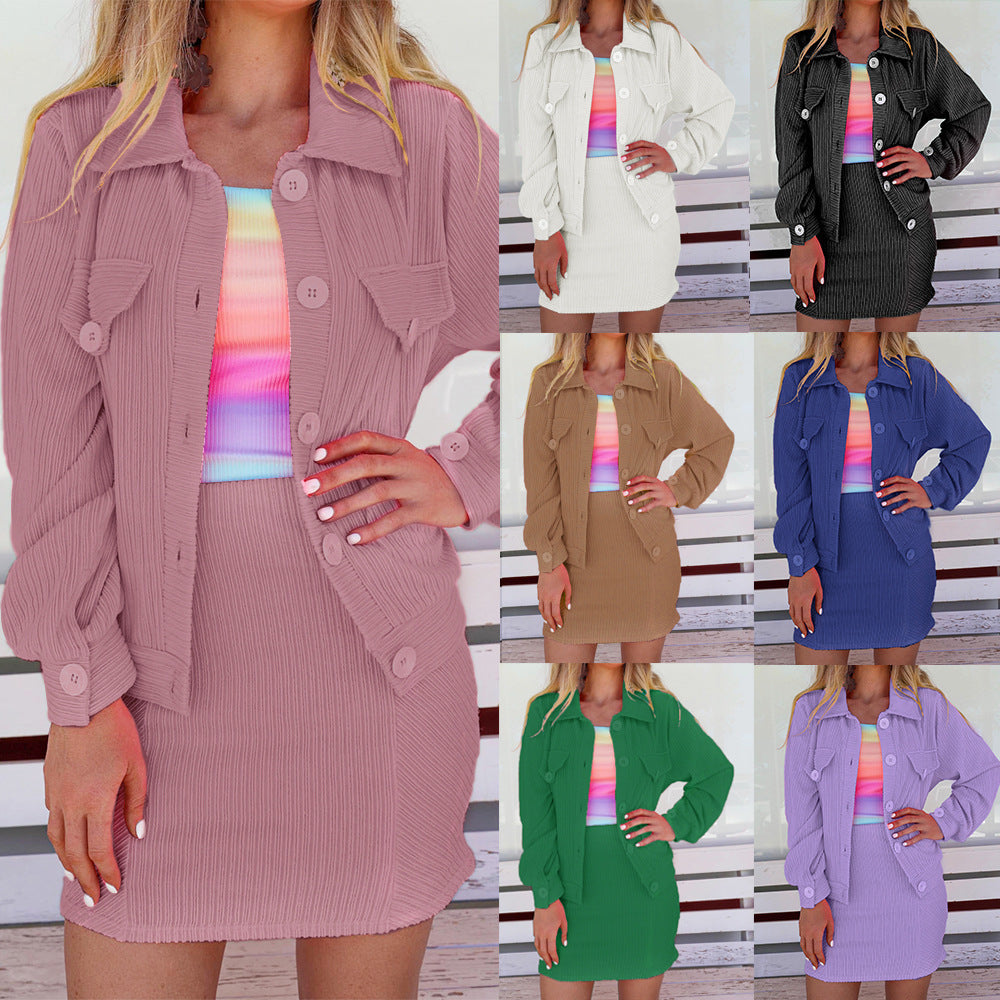 Dame Plisseret Kuffert-look Blazer med integreret Skørt Stilla
