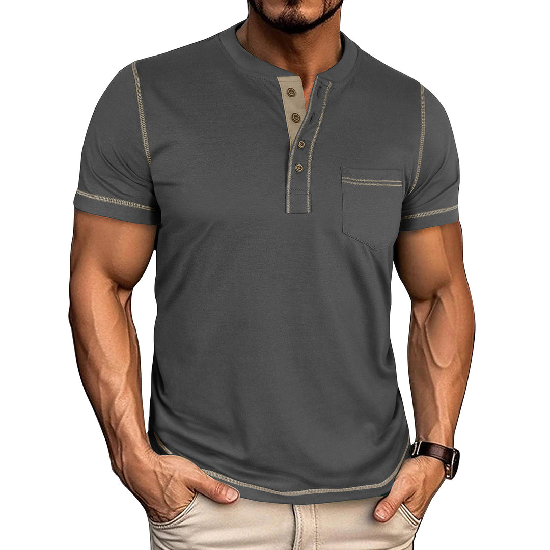 Herrer Korte ærmer Henley-shirt med moderne design og praktisk brystlomme Stilla