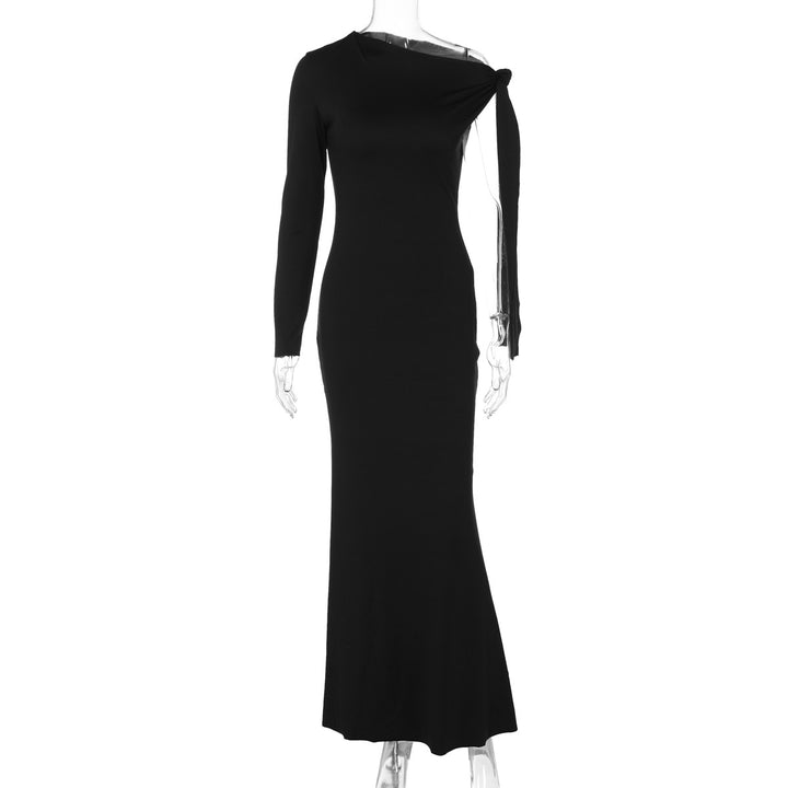 Dame Elegant Maxikjole med asymmetrisk skæring og lange ærmer Stilla