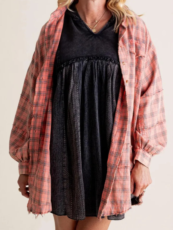 Dame afslappet ternet skjorte med oversized pasform Stilla