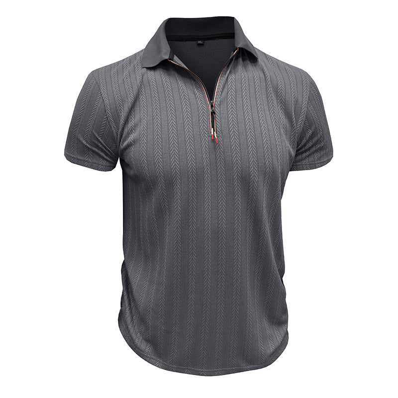 Herrer polo shirt med lynlås og struktureret design Stilla