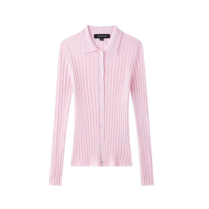 Femme Ribstrik Knap-Op Cardigan Stilla