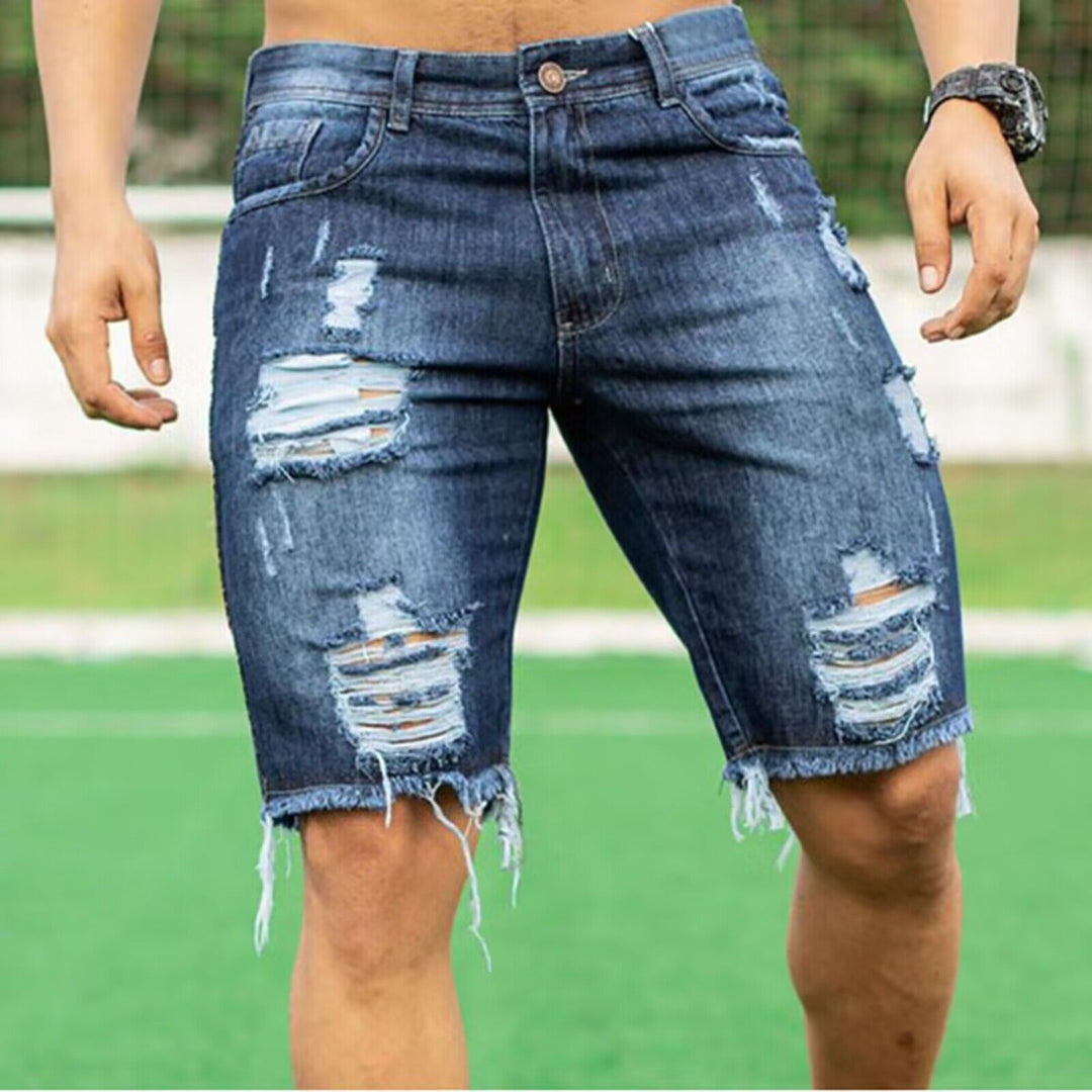 Herre Destroyed Denim Shorts i moderne Used-Look Stilla