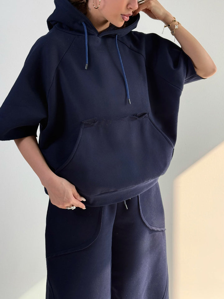 Kvinder Oversized Hætte sweater med Kænguru Lomme og Elastisk Bund Skovae