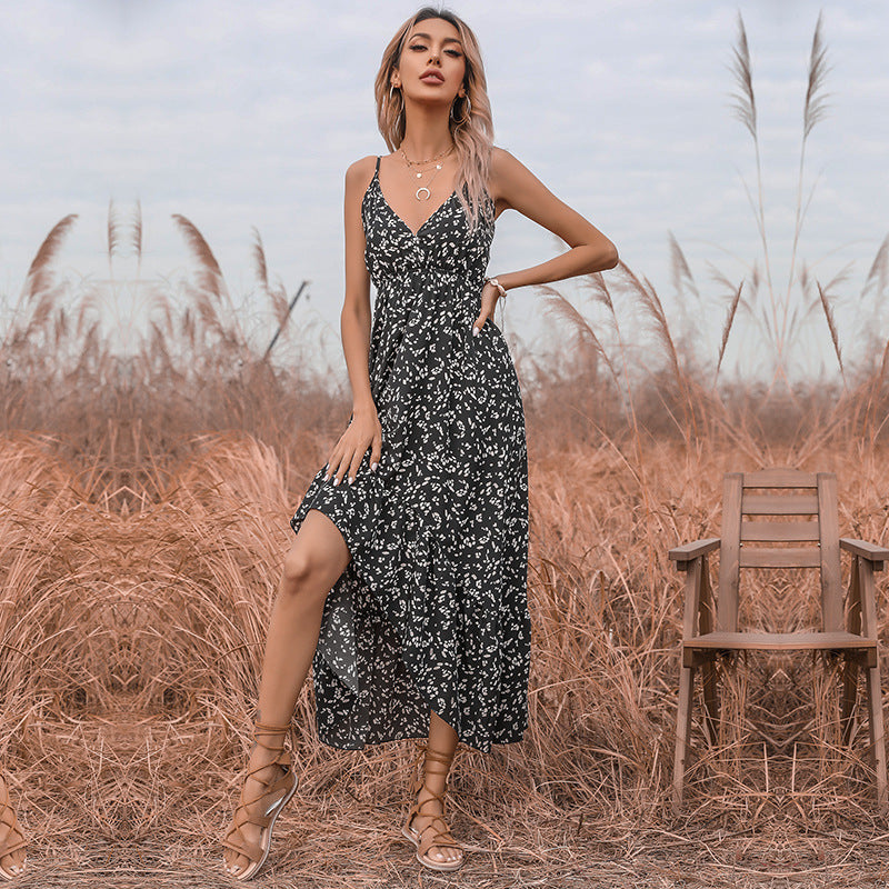 Femme Bohemian Lagmaxikjole med justerbare stropper Stilla