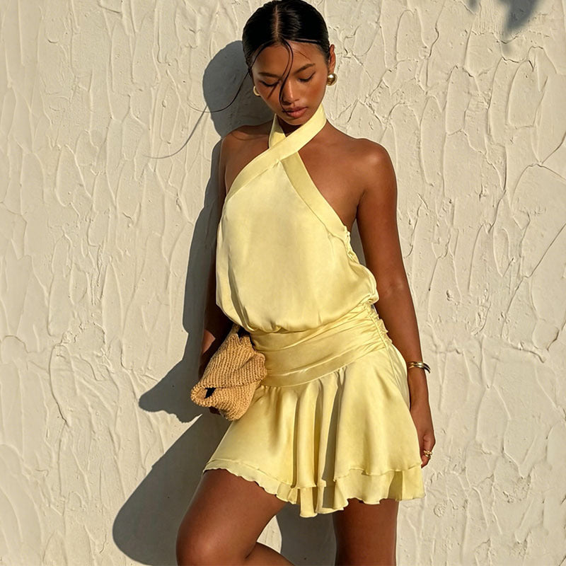 Dame Elegant Wrap Dress med off-shoulder design og flydende stof Skovae