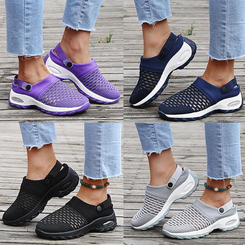 Dame åndbare fritids-sandaler med elastisk netdesign Stilla