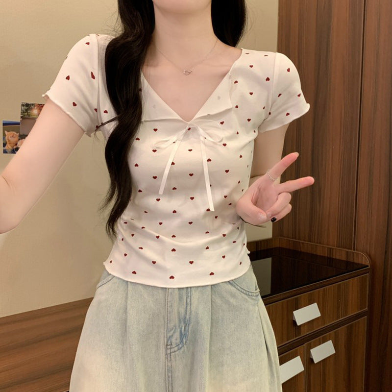 Femme Knoten-Front Polka Dot Top Stilla