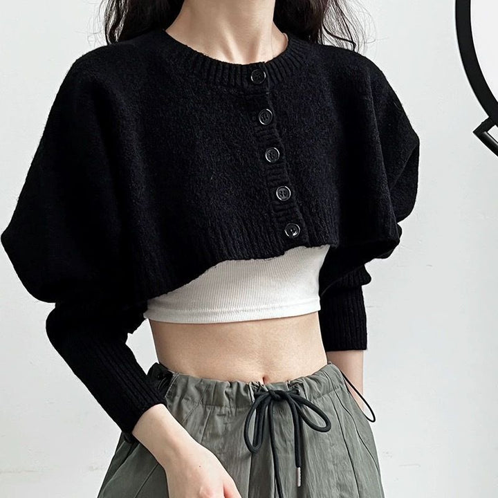 Femme Cropped Knap-Op Trøje Stilla