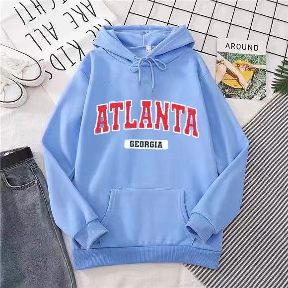 Kvinders hoodie med stilfuld Atlanta print Skovae