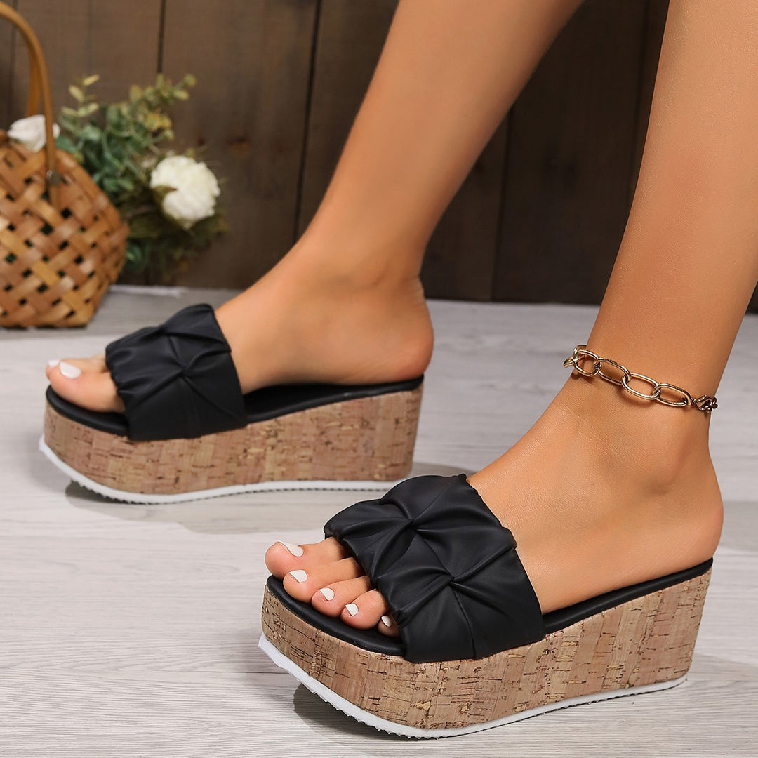 Dame Plateau-sandaler med dekorativt buebånd-design og kork-look Stilla