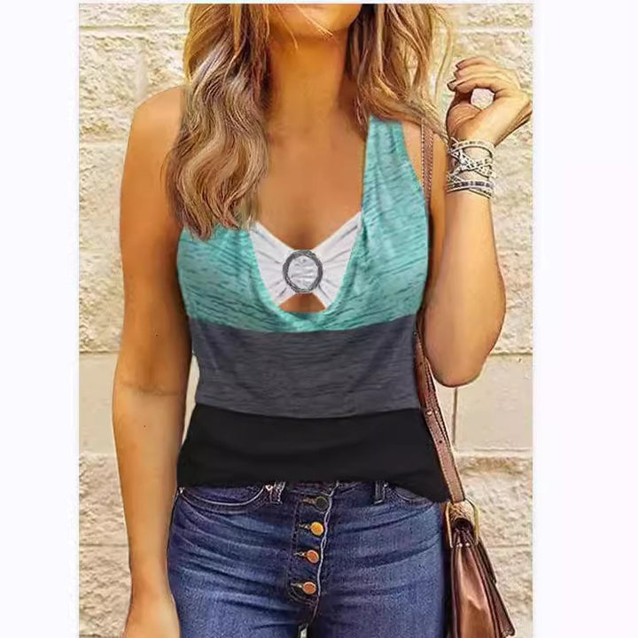 Dame afslappet top med fashionabel cut-out Stilla