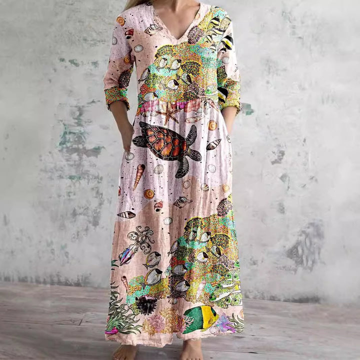 Dame maxikjole med kunstnerisk broderedesign Stilla