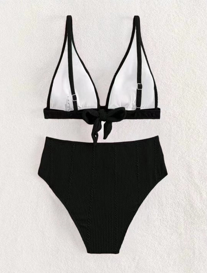 Dame Højskåret Bikini med multifunktionel top og ribstruktur Stilla