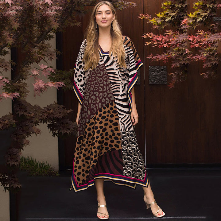 Kvinder Kaftan med moderne dyremønstre og elegant snit Stilla