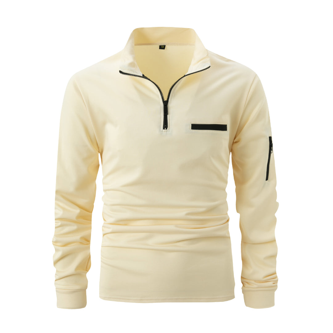 Herrer sweatshirt med moderne ståkrave og praktiske lynlåslommer Stilla