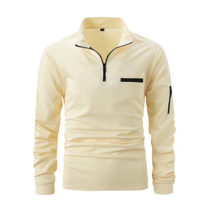 Herrer sweatshirt med moderne ståkrave og praktiske lynlåslommer Stilla