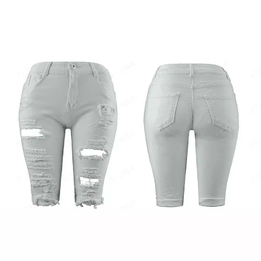 Dame Ødelagt Denim-Bukser med afslappet pasform og fashionable revnedetaljer Skovae