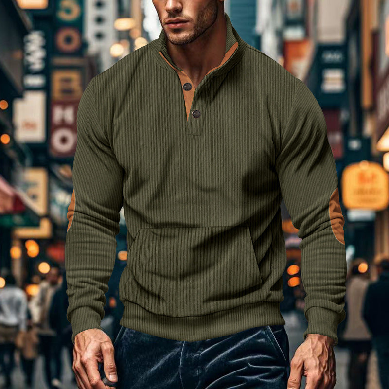 Herrer moderigtigt sweatshirt med knapliste og struktureret design Stilla