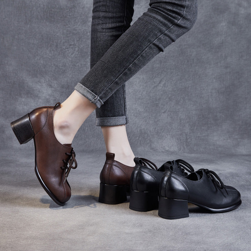 Dame Elegant Snøre Blokhæl Oxfords Stilla