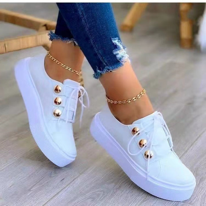 Dame mode Plateau-sneakers med funklende detaljer og åndbart overmateriale Stilla