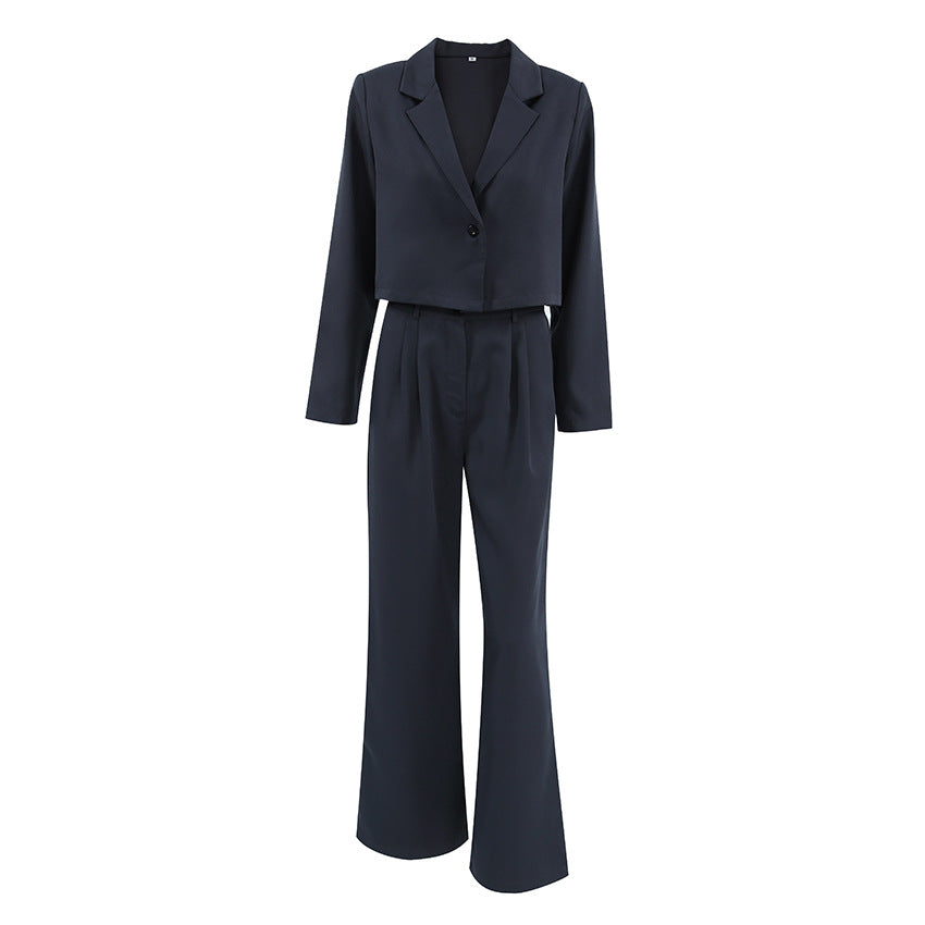 Damer Sæt bestående af cropped Blazer og vide Palazzo-bukser Stilla