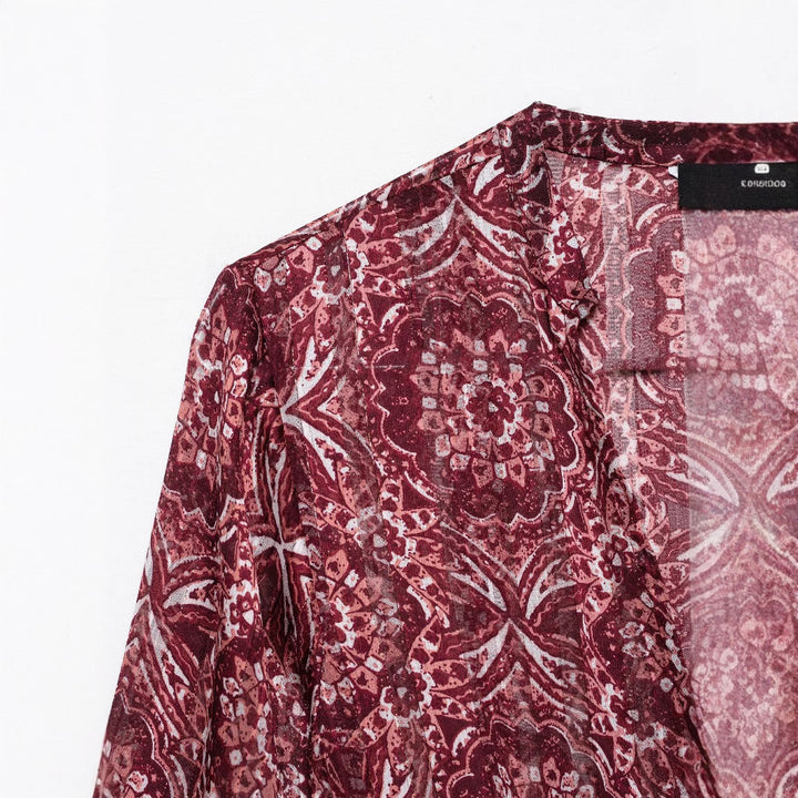 Dame Floral Print V-hals Kjole med Gummibånd Talje Stilla