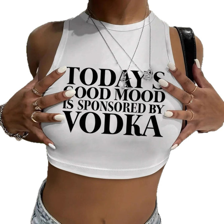 Dame Crop-Top med inspirerende tekst og figursyet design Skovae