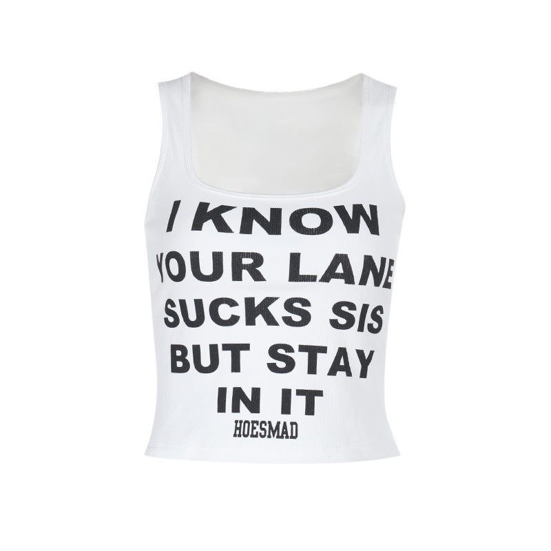Kvinder Grafik Crop Top med Statement Tryk Stilla