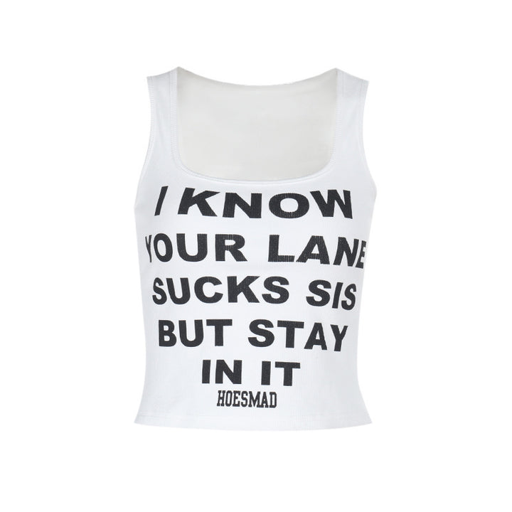 Kvinder Grafik Crop Top med Statement Tryk Stilla