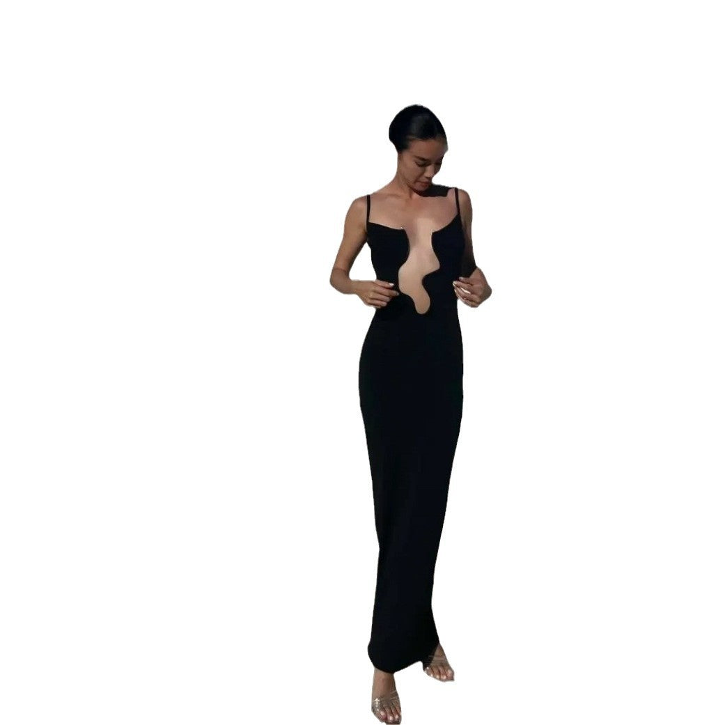 Dame figursyet Cut-Out maxikjole med elegant bølgeudskæring Stilla