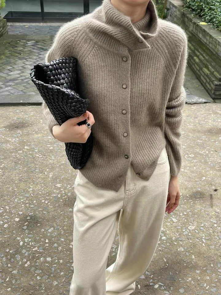 Femme Cozy Ribstriktrøje med Sjal-krave Stilla