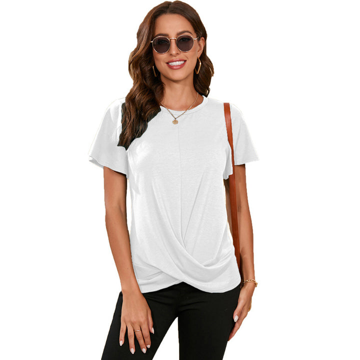 Damer elegant T-shirt med afslappet viklelook og behagelige korte ærmer Stilla