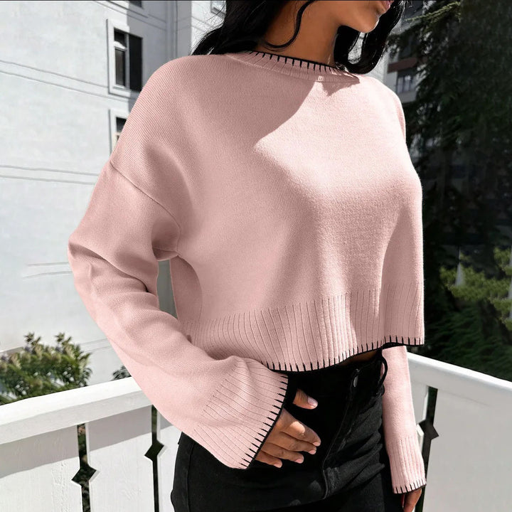 Femme Cropped Tekstureret Strik Sweater Stilla