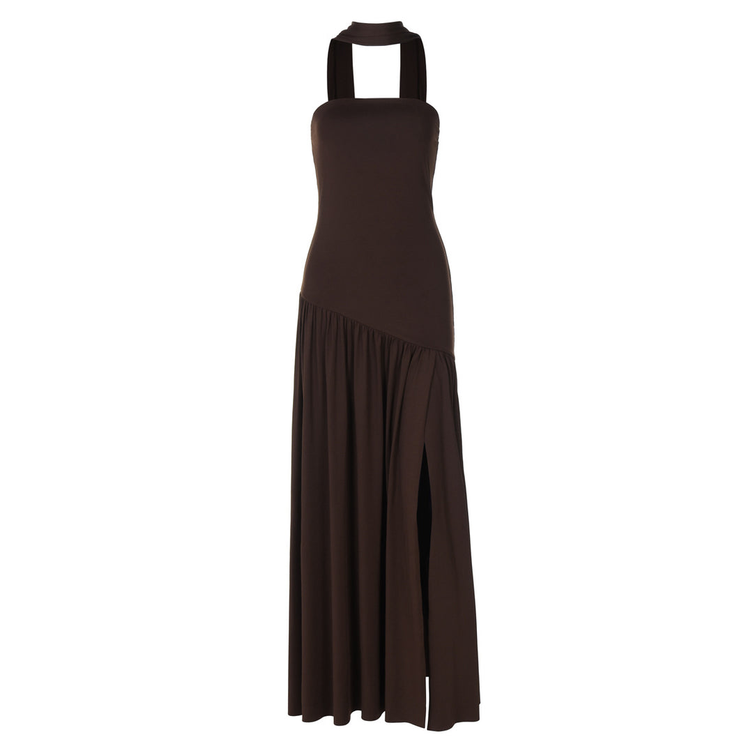 Dame maxikjole med raffineret cut-out-design og asymmetrisk søm Skovae