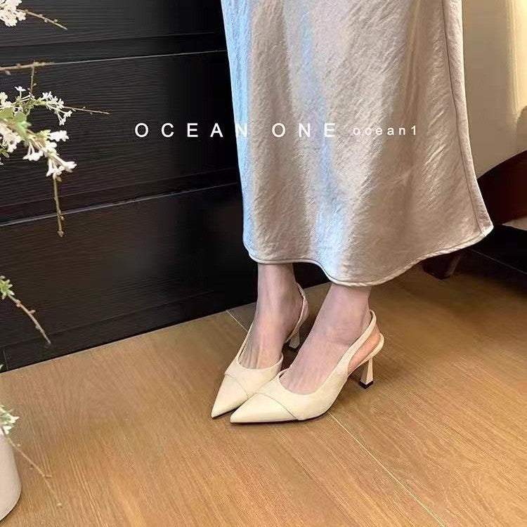 Dame elegante spidse Slingback-pumps med blokhæl Stilla