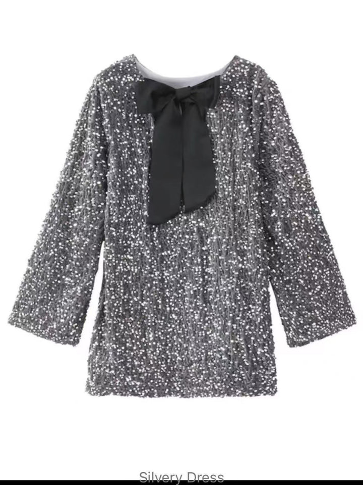 Dame charmerende mini kjoler med glitrende glitter og elegante puffede ærmer Skovae