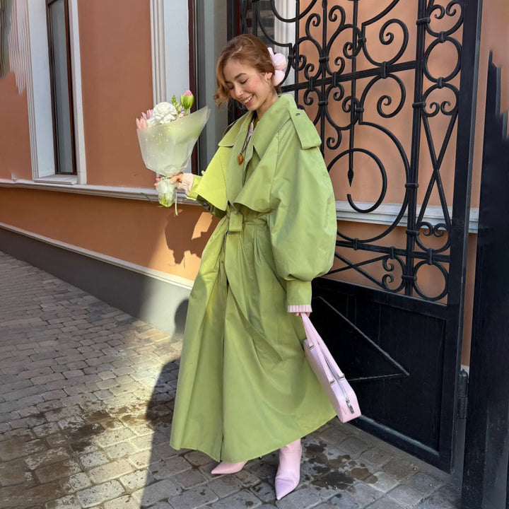 Dame Oversized Trenchcoat med voluminøse ærmer Stilla
