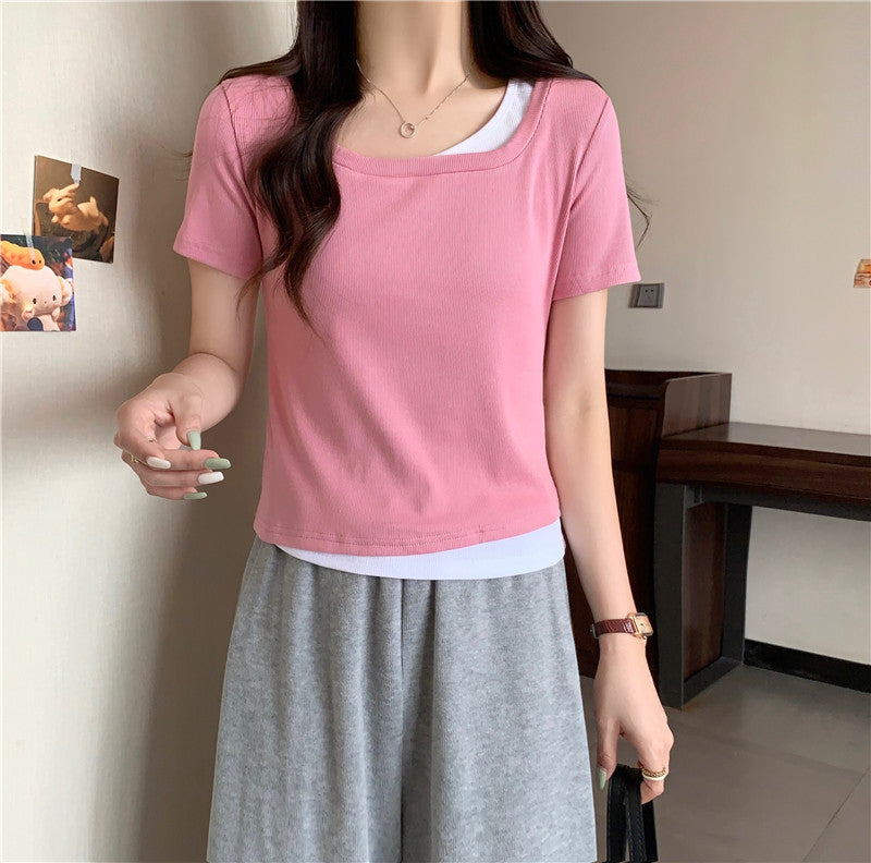 Femme Soft-Fit Lagdeling Rund hals T-Shirt Stilla
