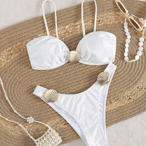 Dame bikini sæt med raffinerede muslingedetaljer Skovae