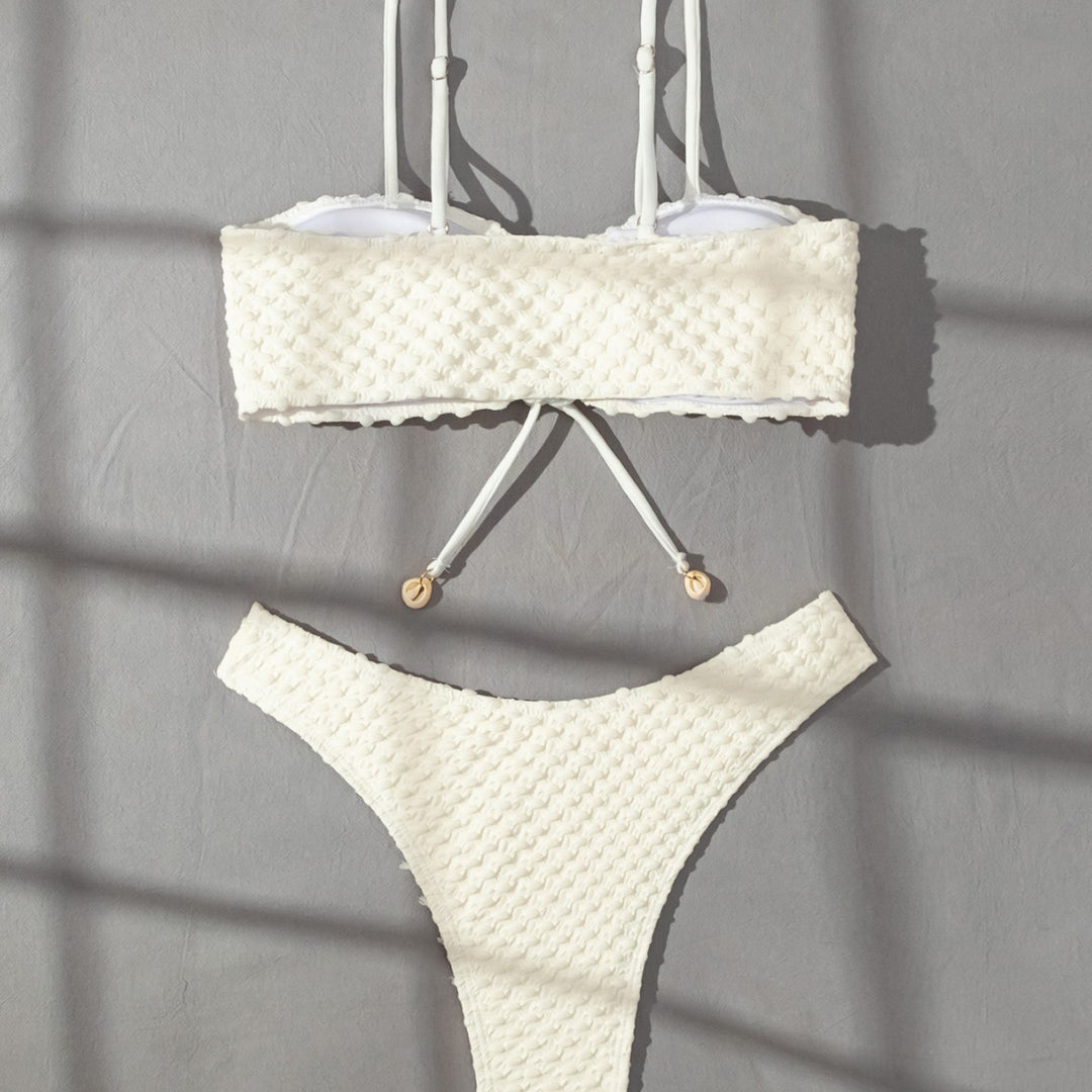 Dame vikle-bikini-sæt med søde tørstof-detaljer Stilla