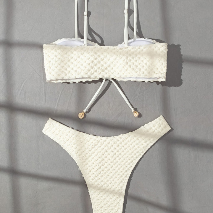 Dame vikle-bikini-sæt med søde tørstof-detaljer Stilla