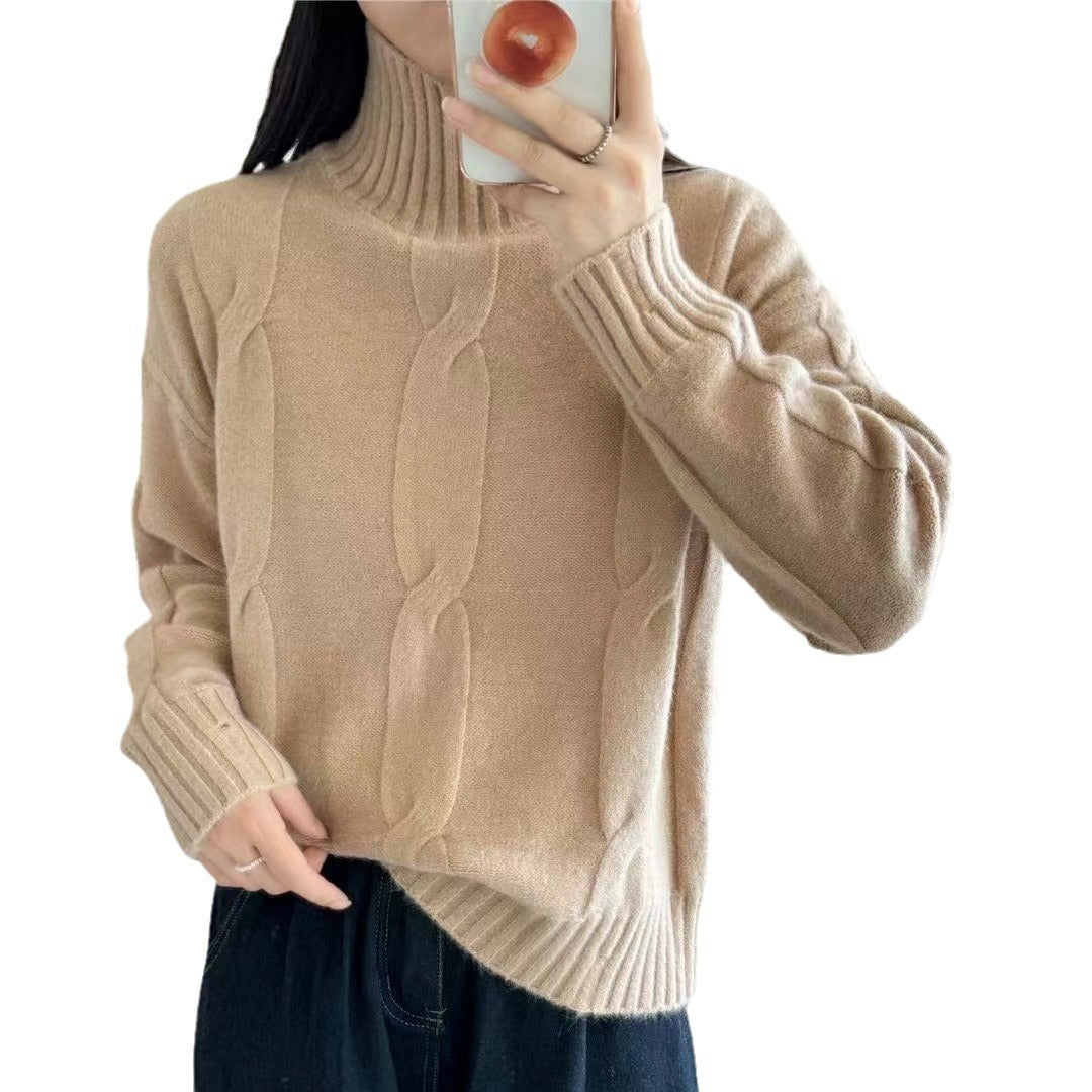 Femme Chunky Strikpullover med høj hals Stilla
