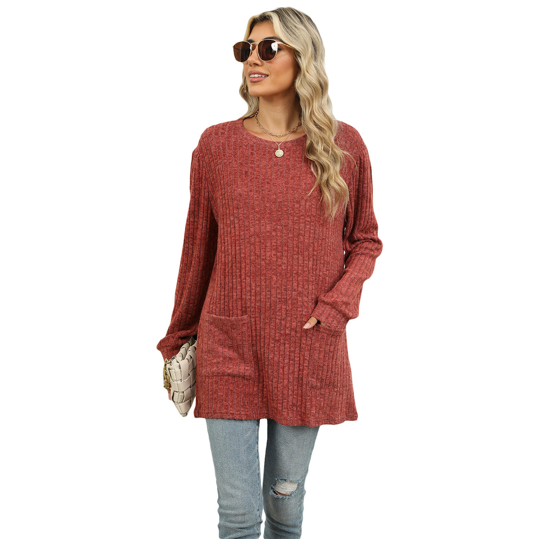 Dame Oversized Strikpullover med Sidelommer Stilla