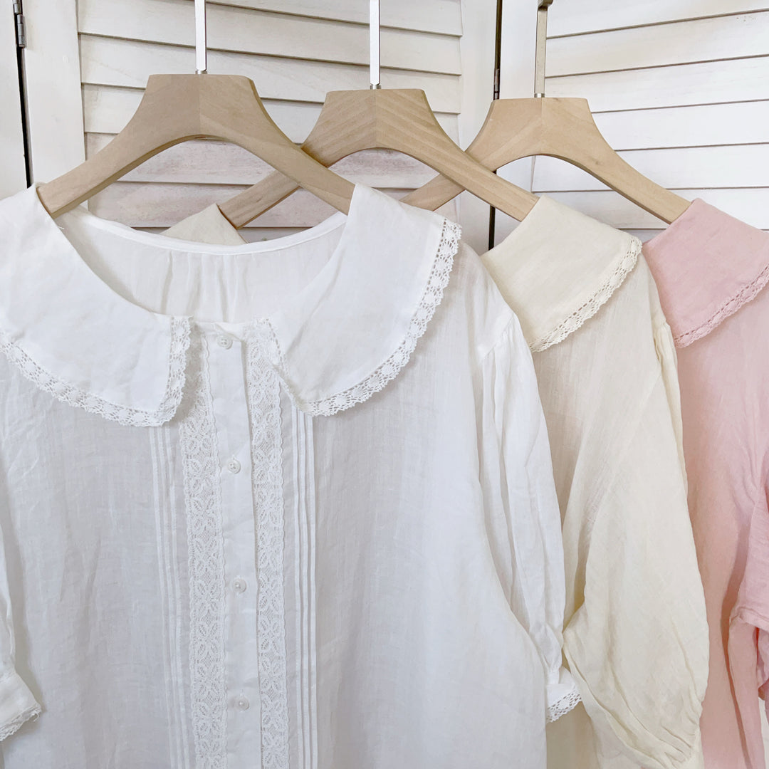 Dame vintage-inspireret bluse med spidser Stilla