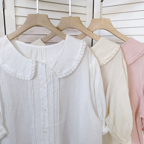 Dame vintage-inspireret bluse med spidser Stilla