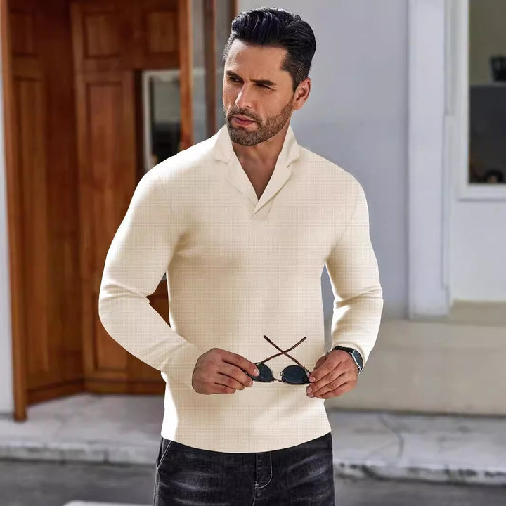 Herrer elegant langærmet sweater med stilfuld ståkrave Stilla